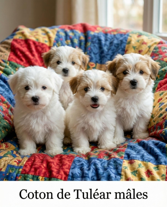Petit mâle Coton de Tulear né le 19/12/2025 est proposé – vendu 750 €.